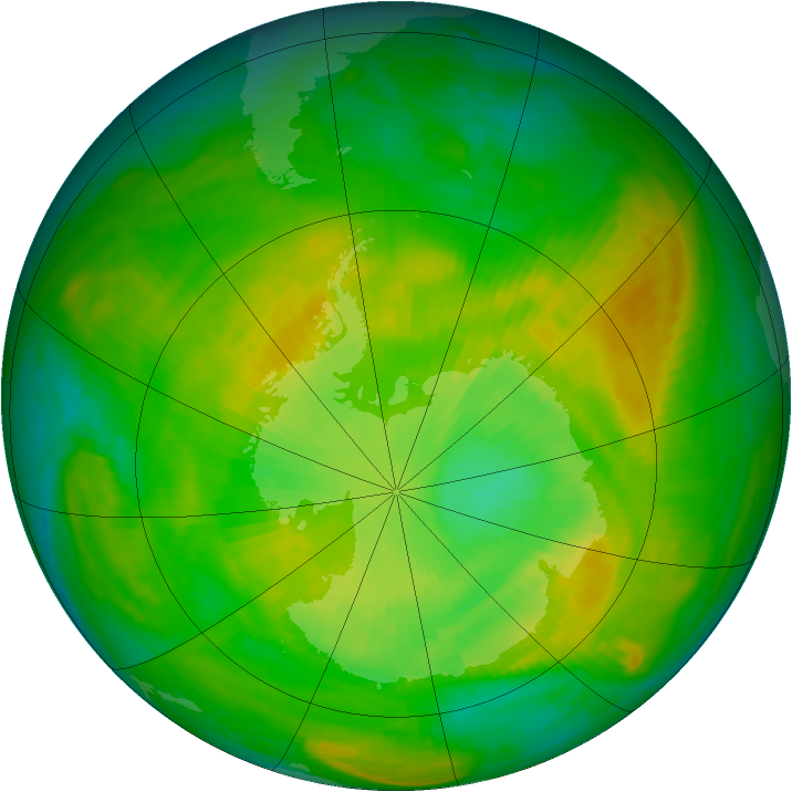 Antarctic ozone map for 11 December 1981